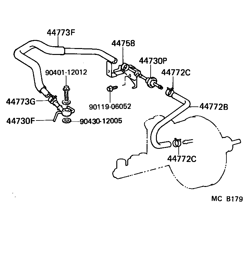 44772-22170 HOSE, CHECK VALVE TO BRAKE BOOSTER product image
