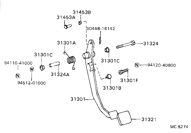 31301-36130 PEDAL SUB-ASSY, CLUTCH product image