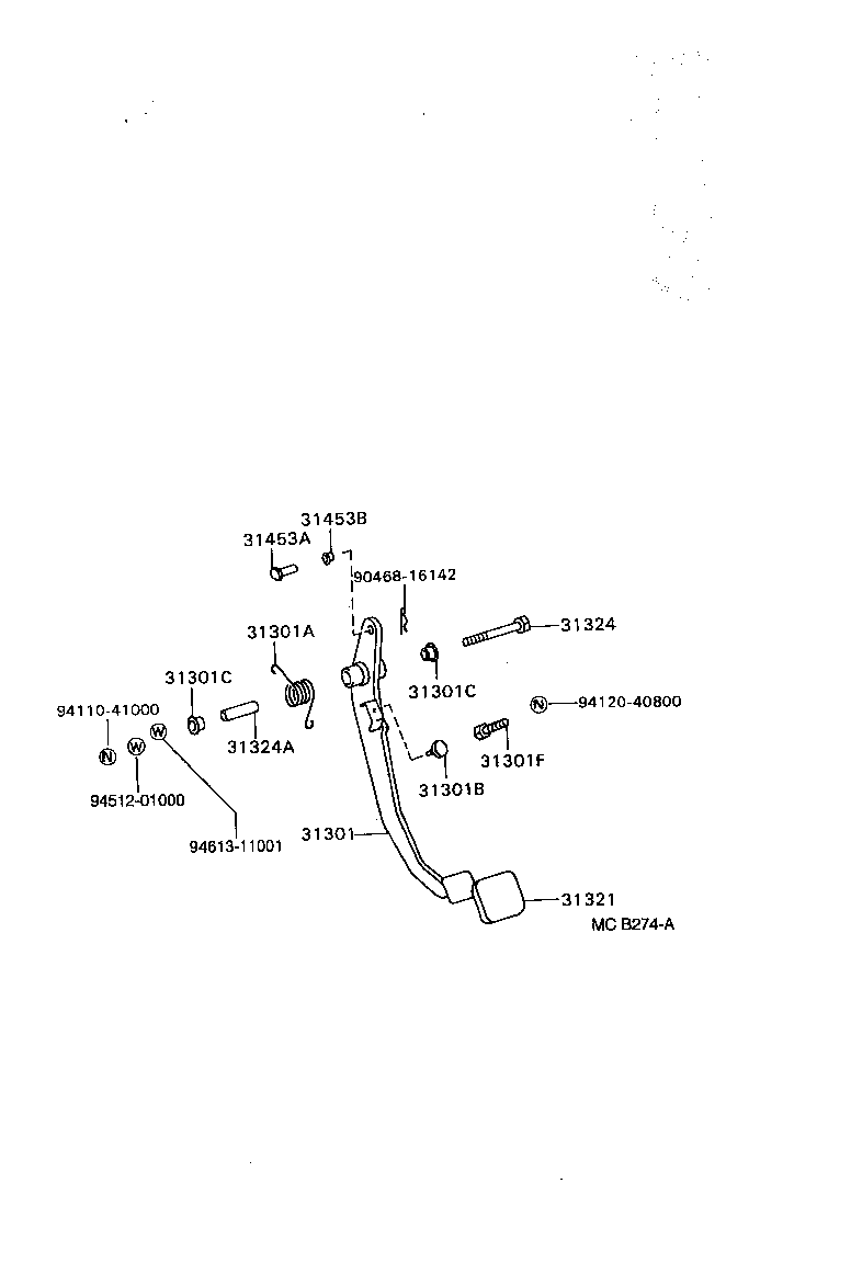 31301-36190 PEDAL SUB-ASSY, CLUTCH product image