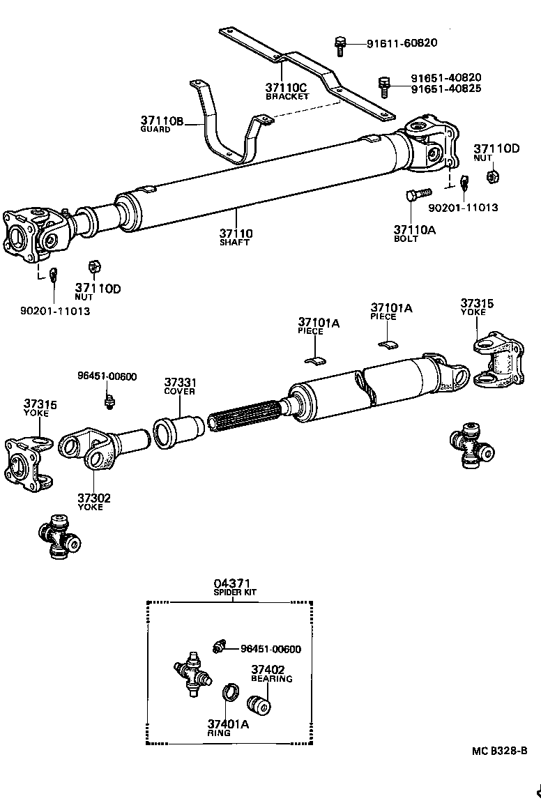 37100-36400 SHAFT ASSY, PROPELLER W/CENTER BEARING product image