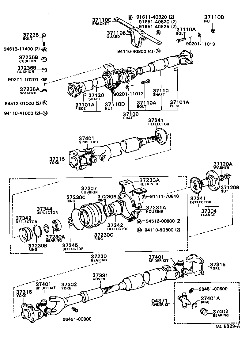 37100-36400 SHAFT ASSY, PROPELLER W/CENTER BEARING product image