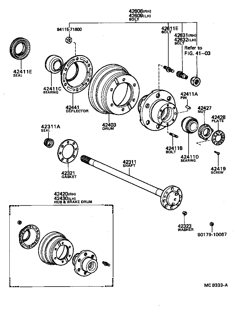 42420-36100 HUB (OR SHAFT) & BRAKE DRUM REAR AXLE, RH product image