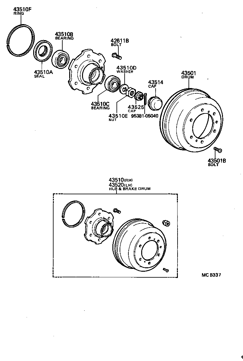 43501-36010 HUB SUB-ASSY, FRONT AXLE product image