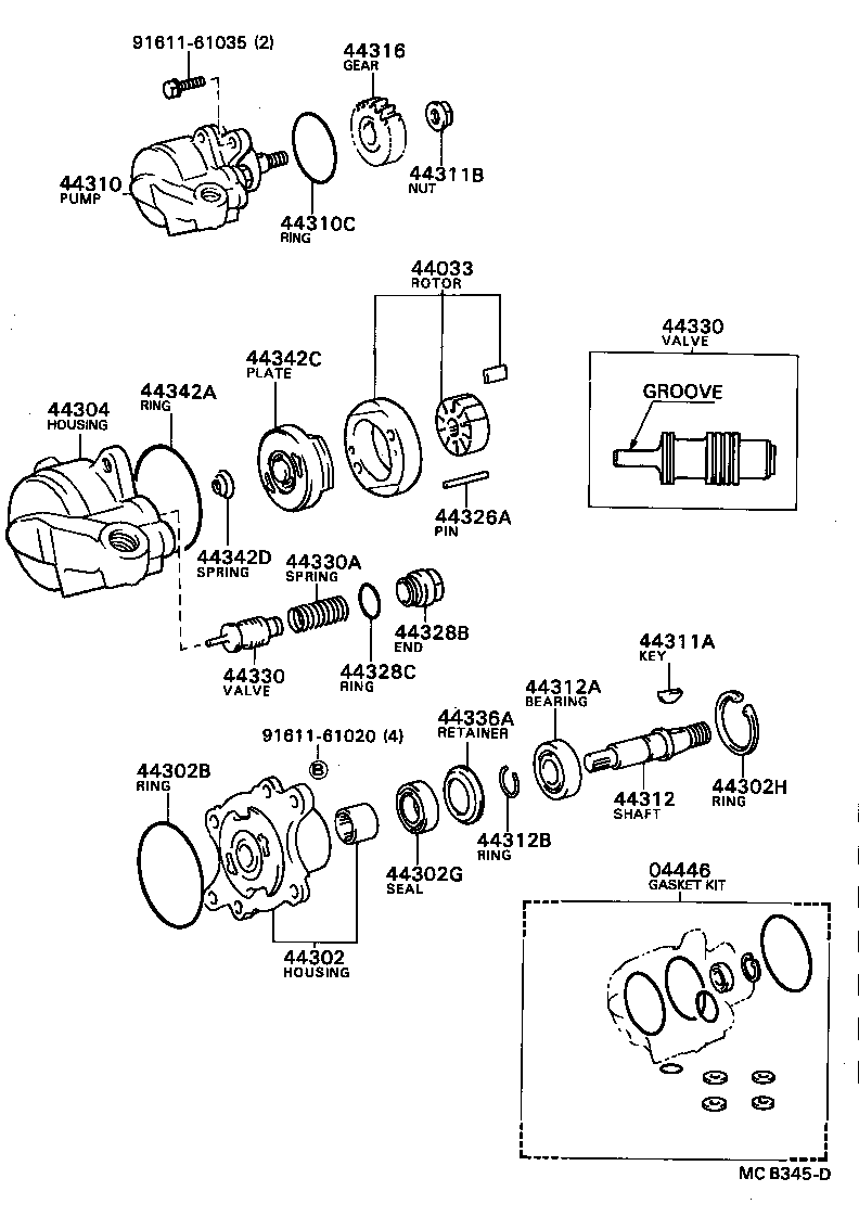04446-36030 GASKET KIT, POWER STEERING PUMP product image