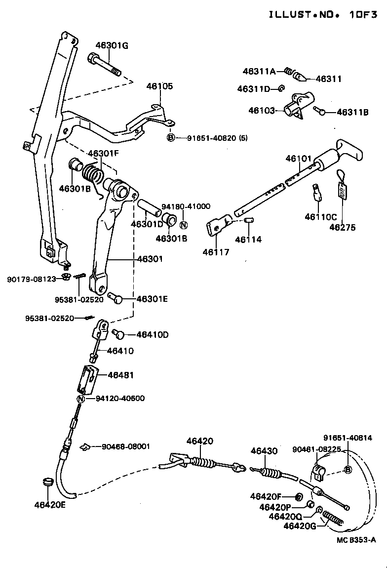 46430-36110 CABLE ASSY, PARKING BRAKE, NO.3 product image