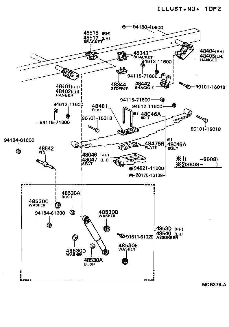 48046-36190 SEAT SUB-ASSY, SPRING U BOLT, RH product image