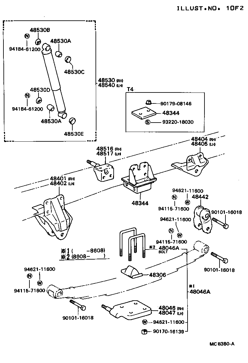 48473-36130 SEAT SUB-ASSY, SPRING U BOLT, RH product image