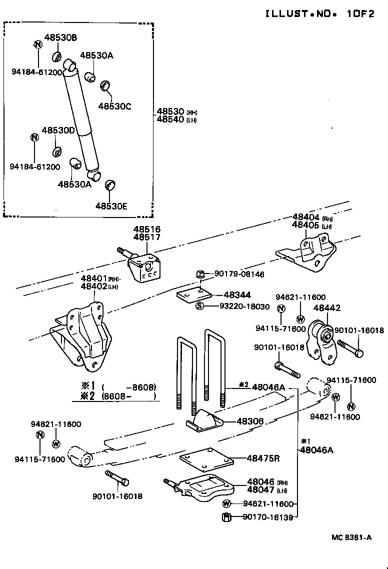 48473-36130 SEAT SUB-ASSY, SPRING U BOLT, RH product image