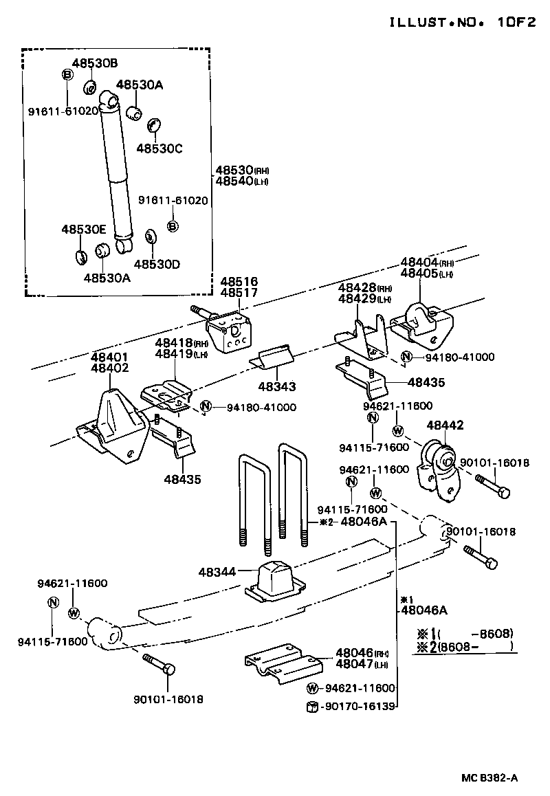 48473-36130 SEAT SUB-ASSY, SPRING U BOLT, RH product image