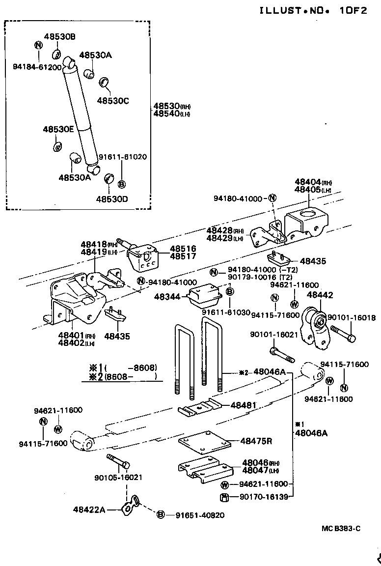 48473-36130 SEAT SUB-ASSY, SPRING U BOLT, RH product image