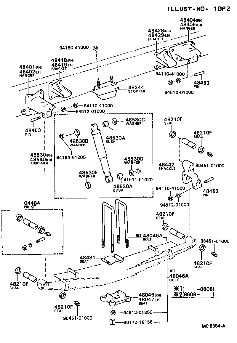 48473-36130 SEAT SUB-ASSY, SPRING U BOLT, RH product image