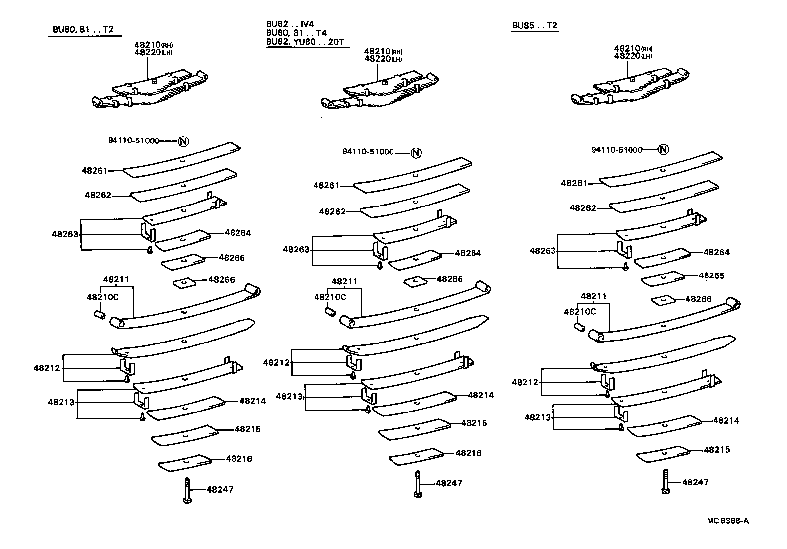 48473-36130 SEAT SUB-ASSY, SPRING U BOLT, RH product image