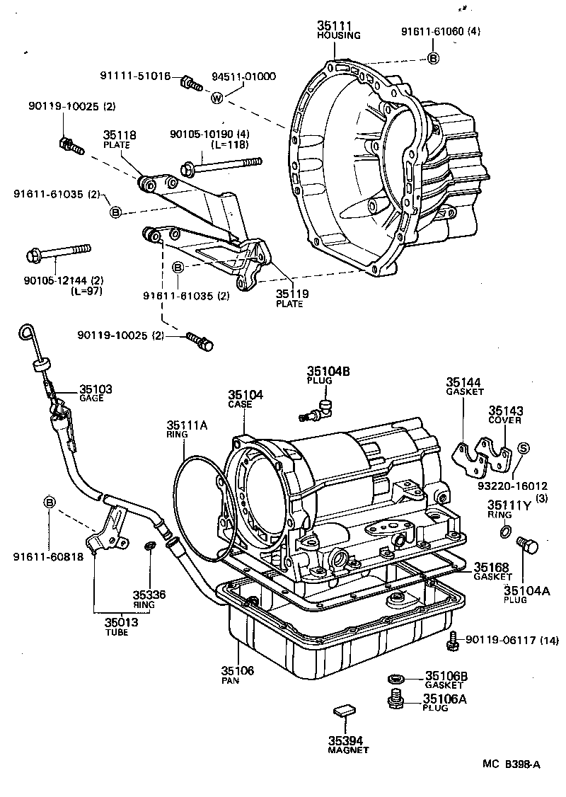 Toyota 35103-22080 GAGE SUB-ASSY, TRANSMISSION OIL LEVEL