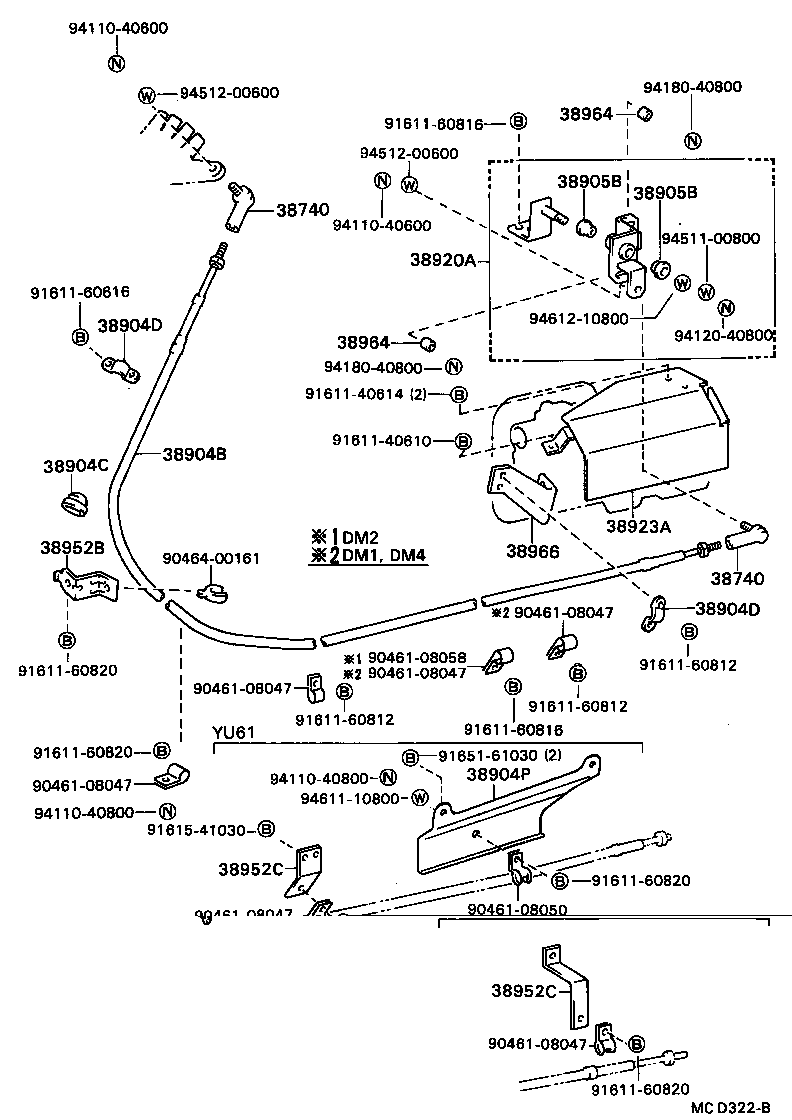 38930-93302 CABLE SUB-ASSY, PUSH PULL (FOR PUMP CONTROL) product image