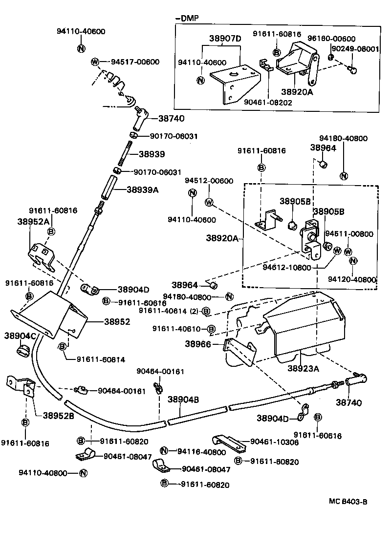 38930-93302 CABLE SUB-ASSY, PUSH PULL (FOR PUMP CONTROL) product image