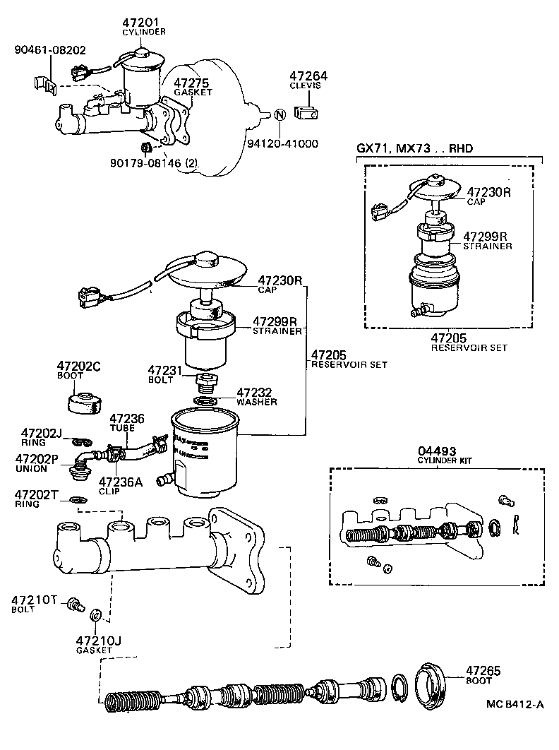 47201-22440 CYLINDER SUB-ASSY, BRAKE MASTER product image