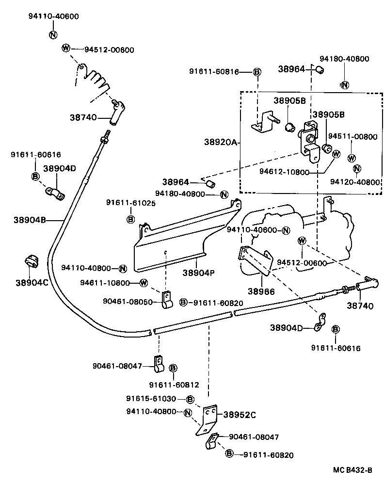 38930-93103 CABLE ASSY, PUSH PULL product image