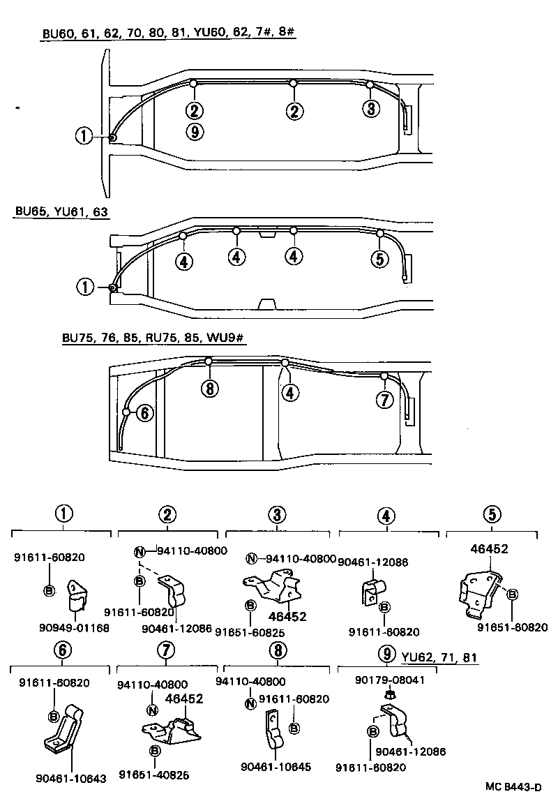 46430-36110 CABLE ASSY, PARKING BRAKE, NO.3 product image