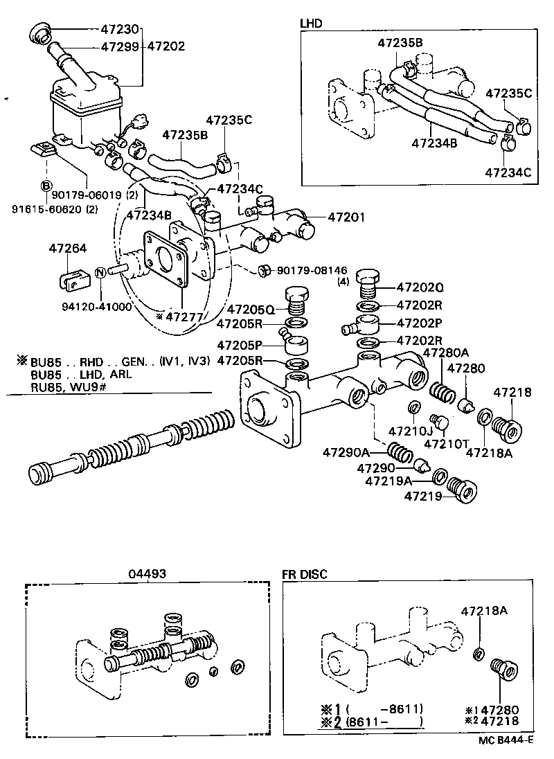 04493-36080 CYLINDER KIT, BRAKE MASTER product image