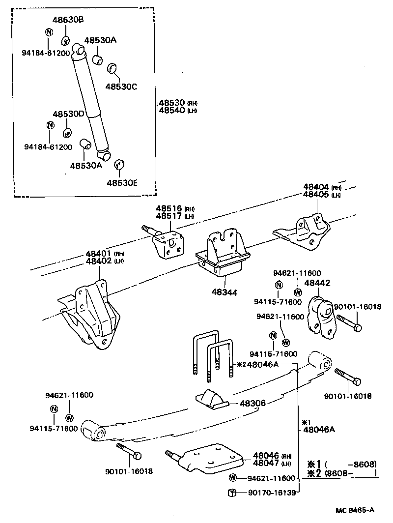 48046-36190 SEAT SUB-ASSY, SPRING U BOLT, RH product image