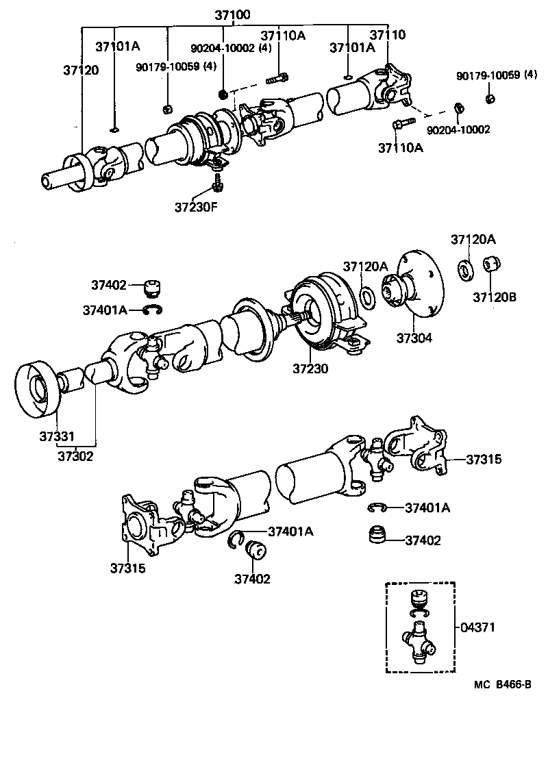 37100-30110 SHAFT ASSY, PROPELLER W/CENTER BEARING product image