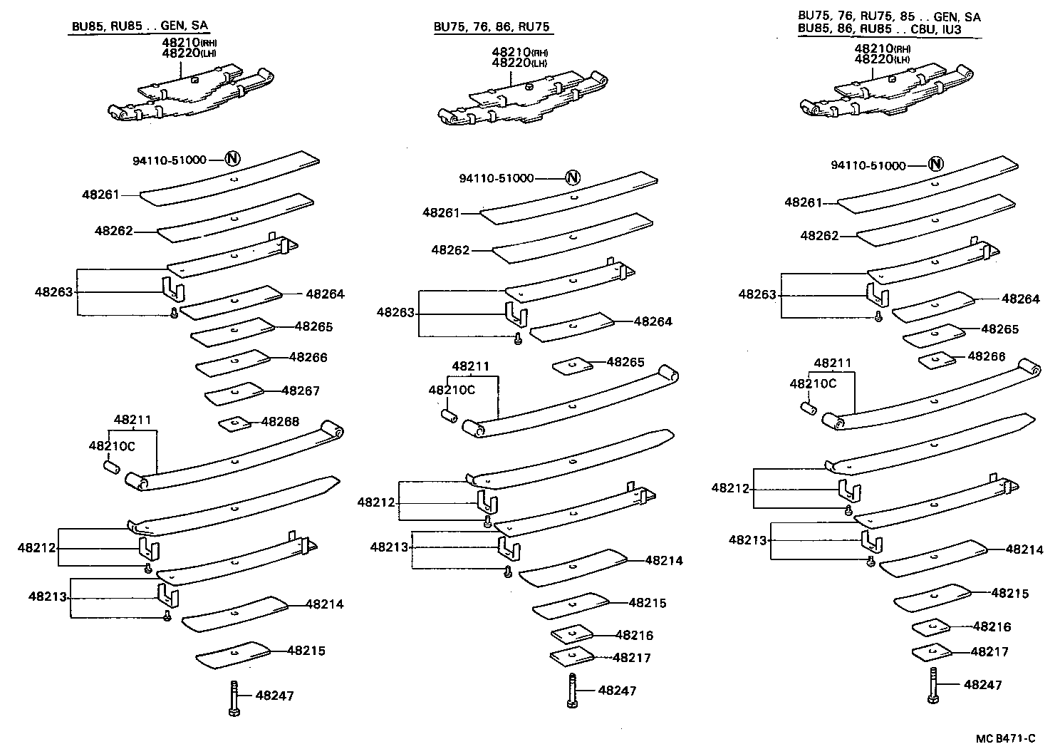 48046-36190 SEAT SUB-ASSY, SPRING U BOLT, RH product image