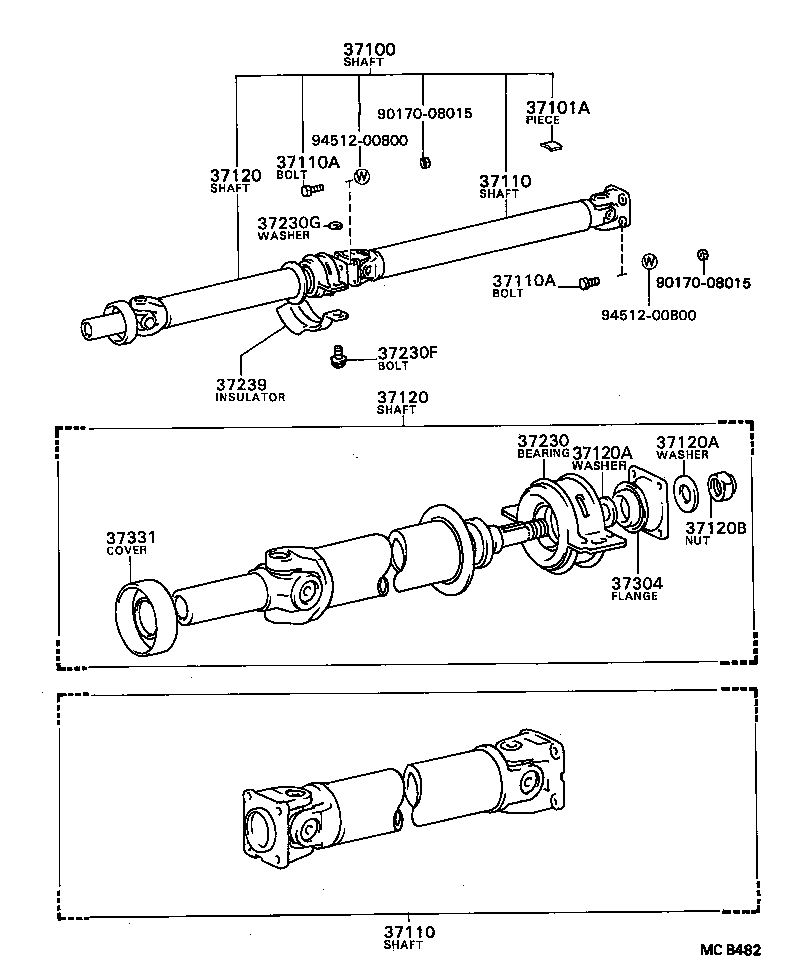 37100-16020 SHAFT ASSY, PROPELLER W/CENTER BEARING product image