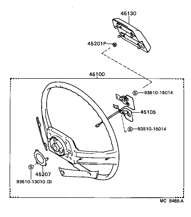 45125-16340 MARK, STEERING WHEEL PAD product image