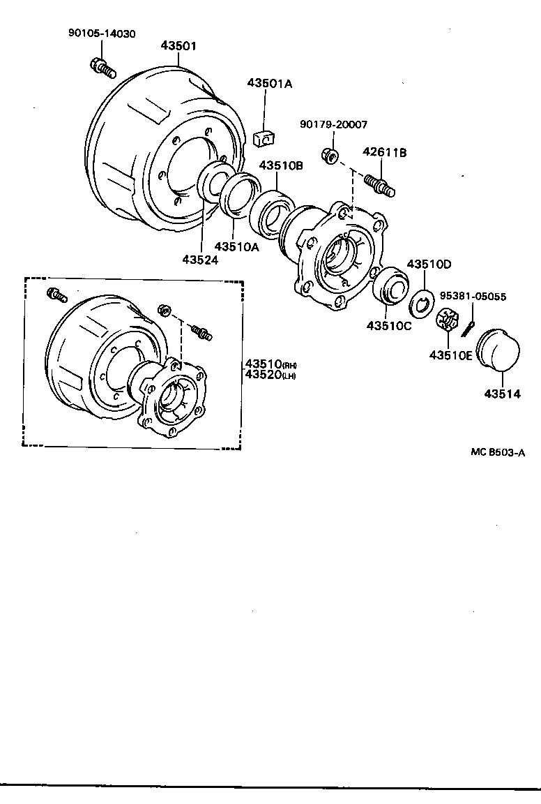 43512-36030 DRUM SUB-ASSY, FRONT BRAKE product image