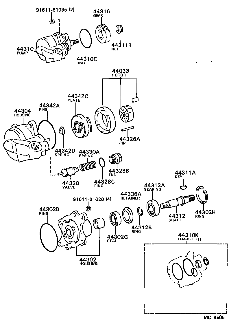 04446-25010 GASKET KIT, POWER STEERING PUMP product image