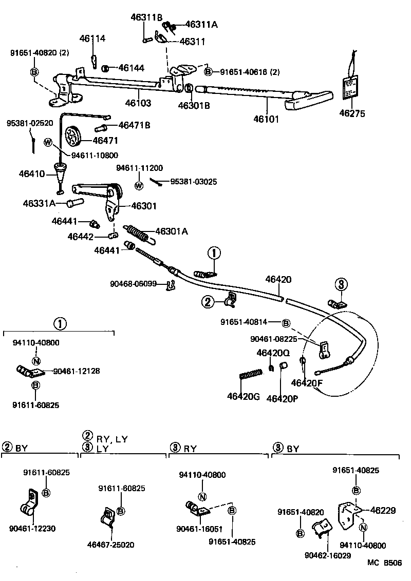 46420-25080 CABLE ASSY, PARKING BRAKE, NO.2 product image