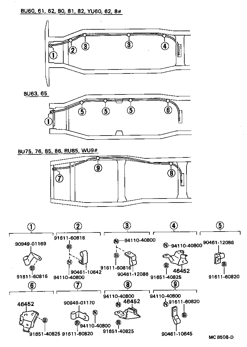 46430-36110 CABLE ASSY, PARKING BRAKE, NO.3 product image