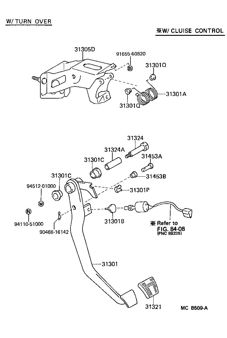 Toyota 31310-22020 PEDAL SUB-ASSY, CLUTCH