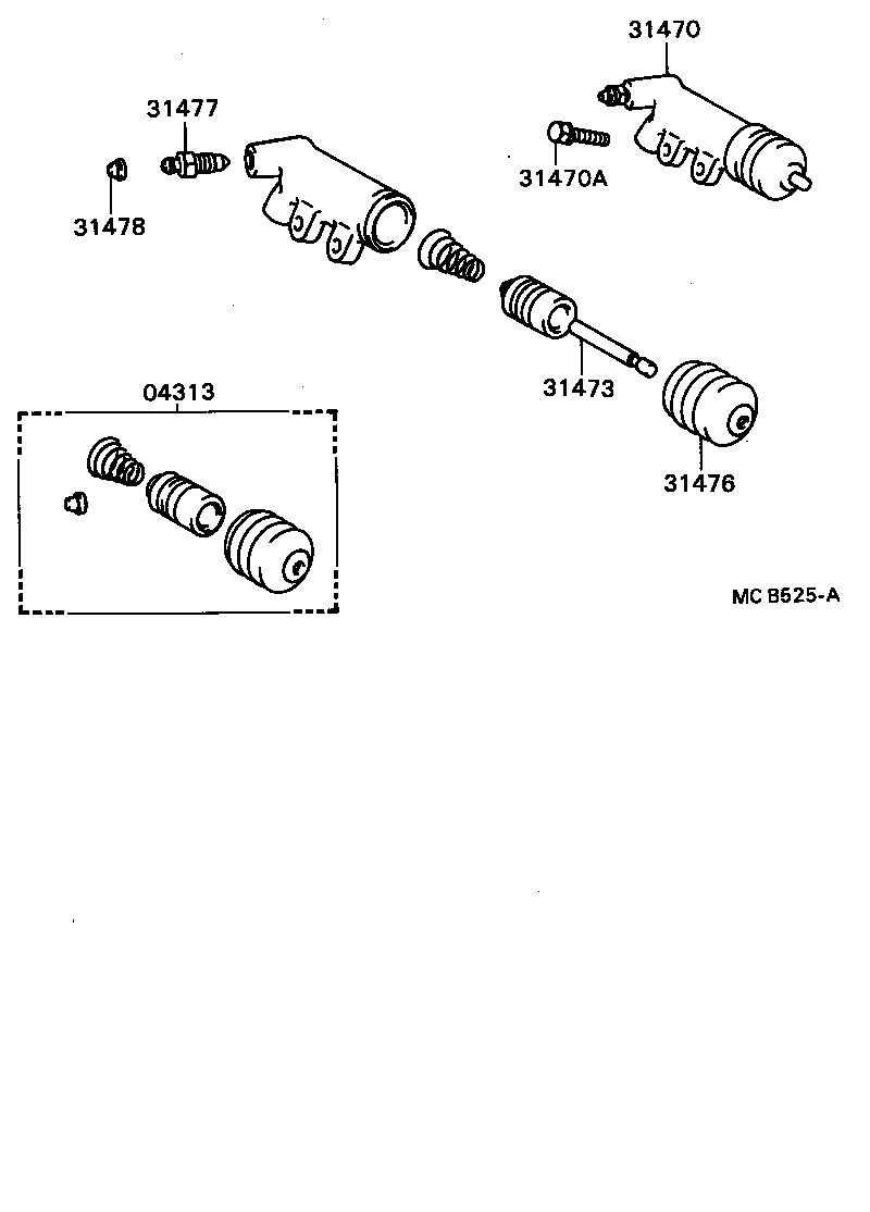 Toyota 04313-22020 CYLINDER KIT, CLUTCH RELEASE