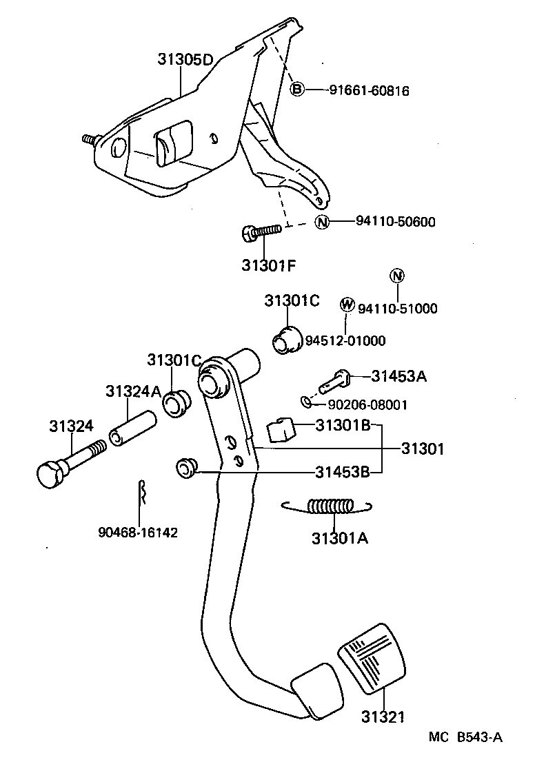 31301-10170 PEDAL SUB-ASSY, CLUTCH product image
