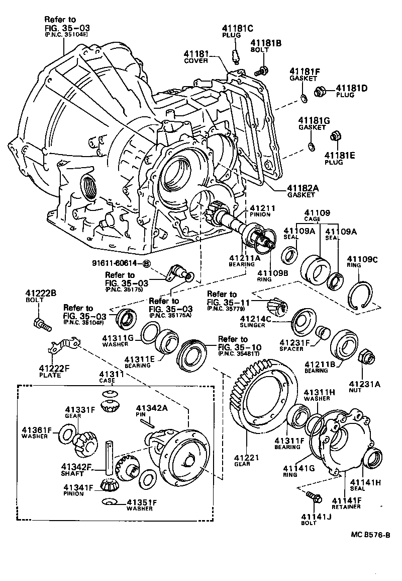 Toyota 41231-32010 SPACER, FRONT DIFFERENTIAL DRIVE PINION BEARING