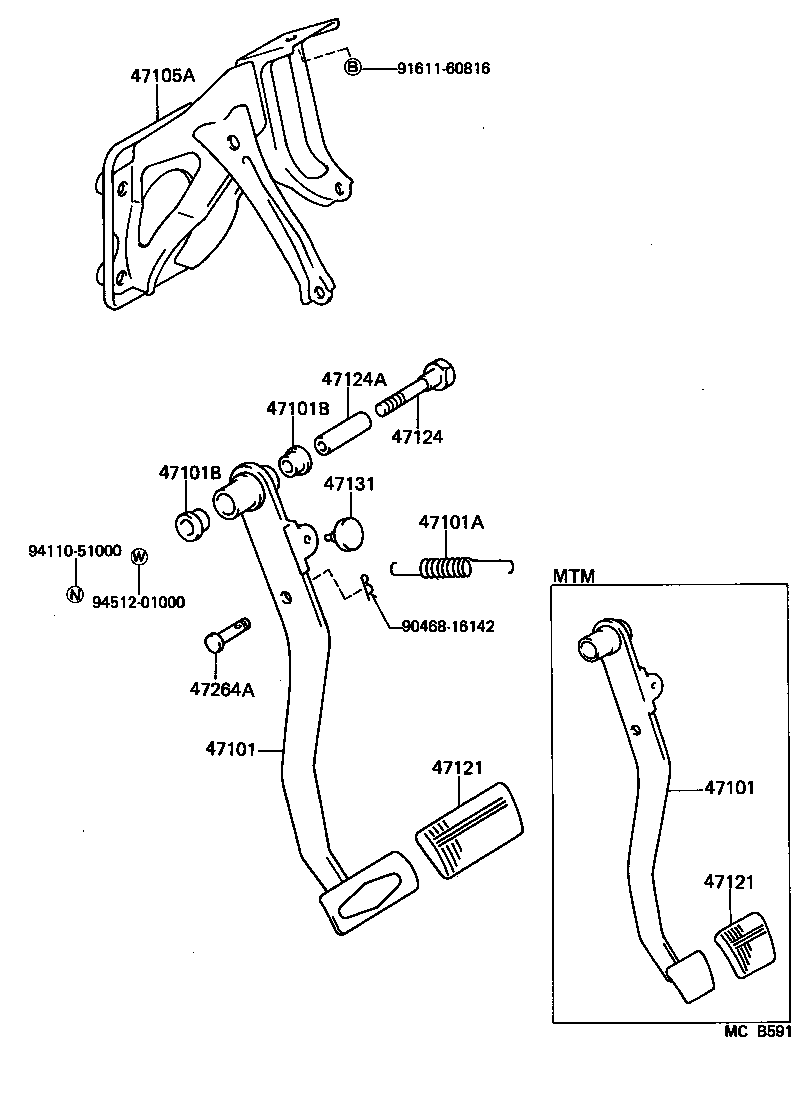 47101-10190 PEDAL SUB-ASSY, BRAKE product image