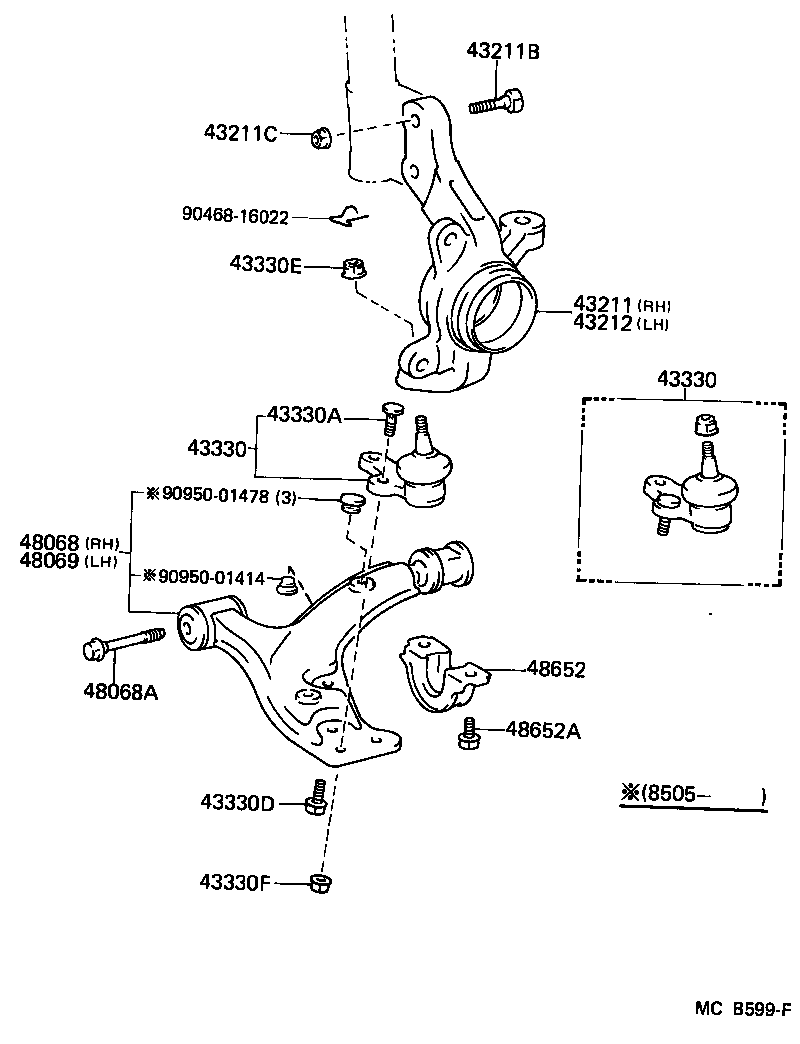 43212-10031 KNUCKLE, STEERING, LH product image