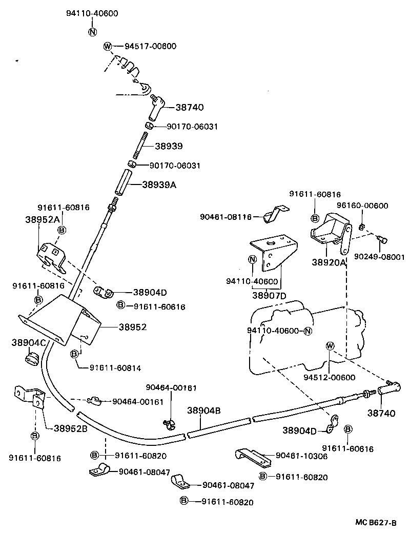 38930-93100 CABLE ASSY, PUSH PULL product image