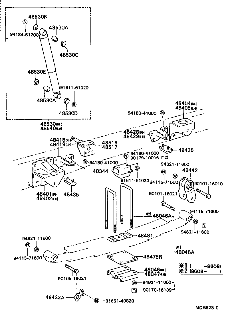 48046-36190 SEAT SUB-ASSY, SPRING U BOLT, RH product image