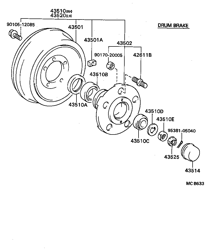 43512-36050 DRUM SUB-ASSY, FRONT BRAKE product image