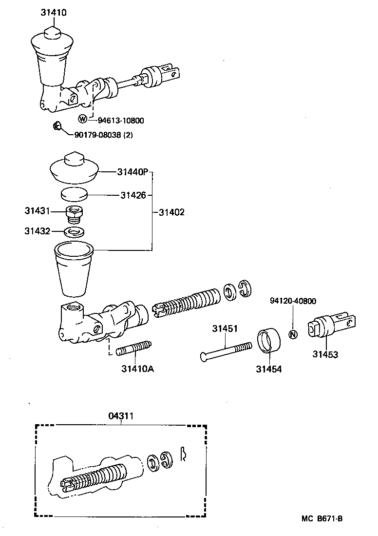 Toyota 04311-60041 CYLINDER KIT, CLUTCH MASTER