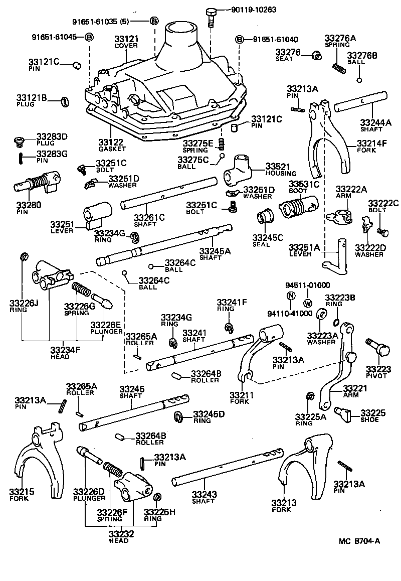 Toyota 33251-60030 LEVER, SHIFT & SELECT