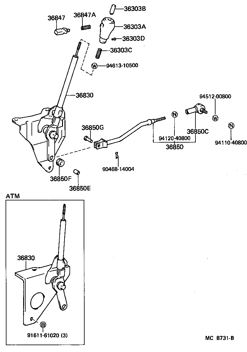 36830-60100 LEVER ASSY, POWER TAKE-OFF SHIFT product image