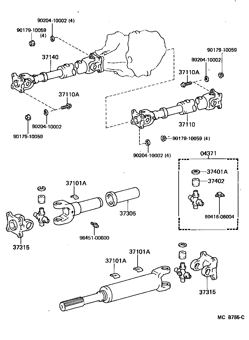 37140-60180 SHAFT ASSY, PROPELLER, FRONT product image