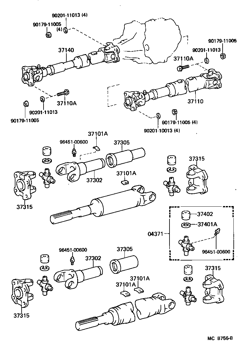 37140-60180 SHAFT ASSY, PROPELLER, FRONT product image