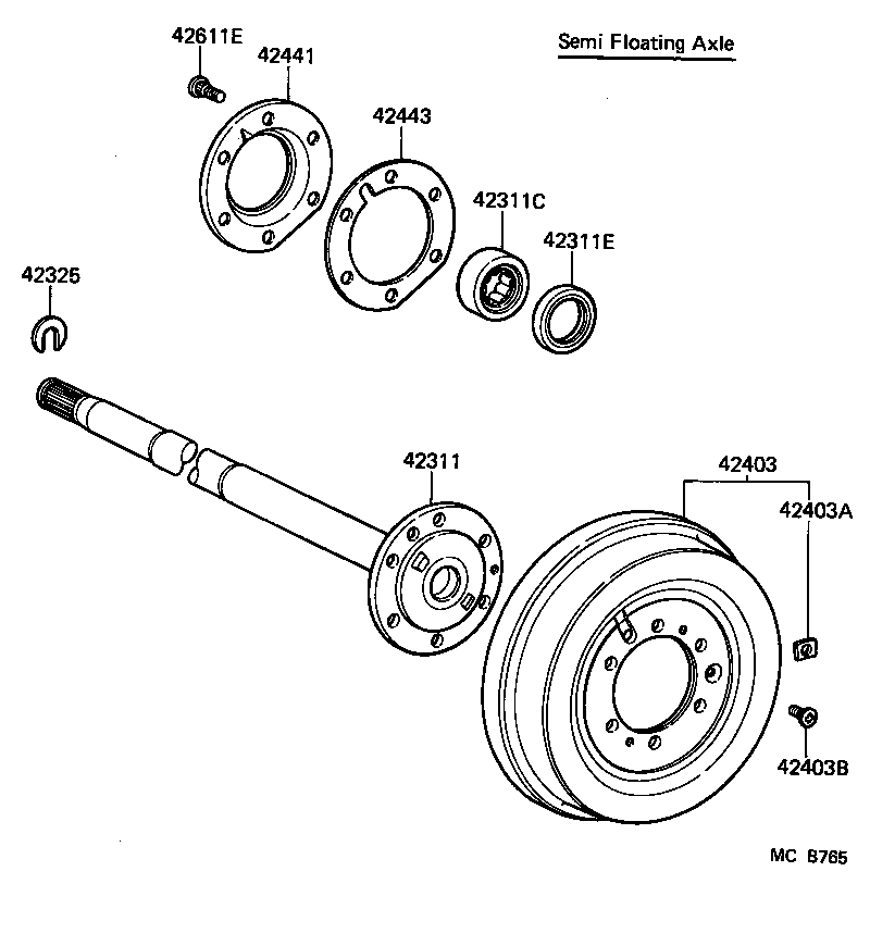 42311-60080 SHAFT, REAR AXLE product image