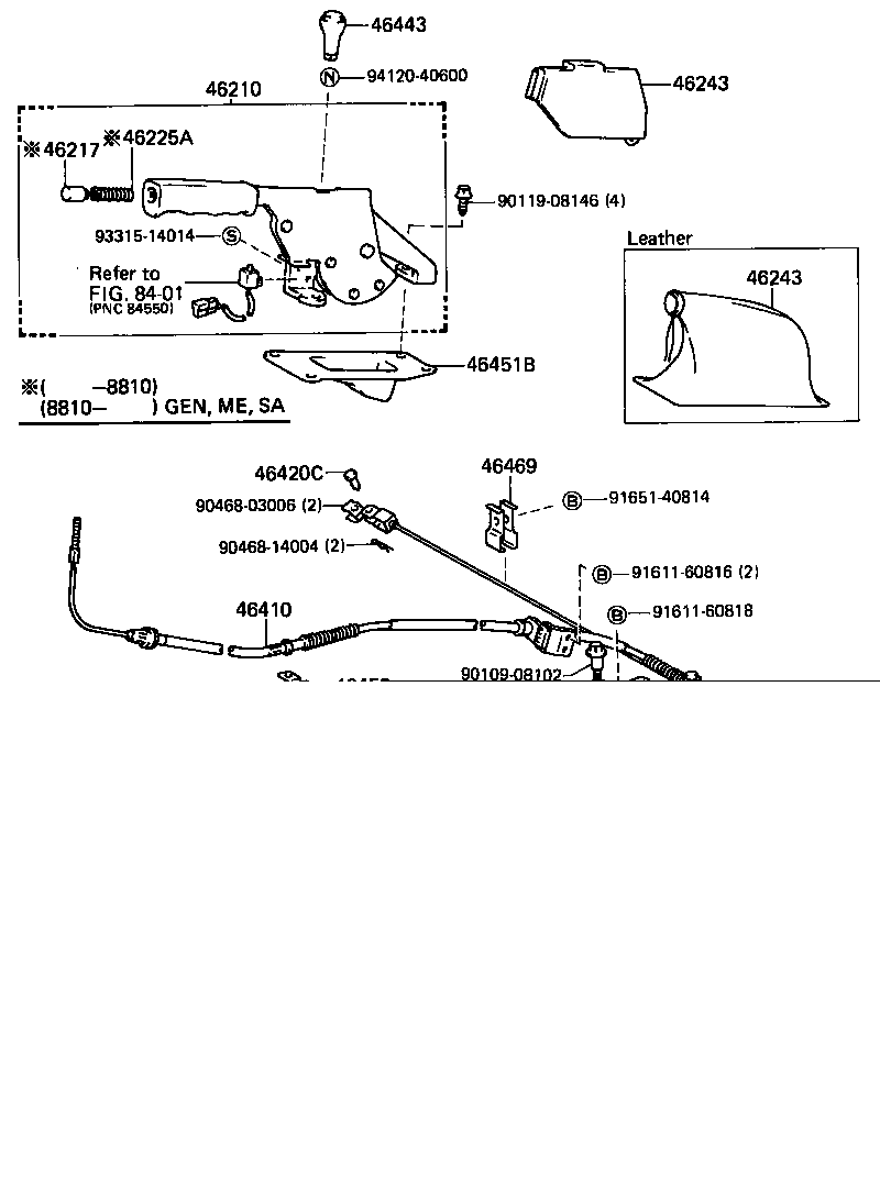 46410-60290 CABLE ASSY, PARKING BRAKE, NO.1 product image