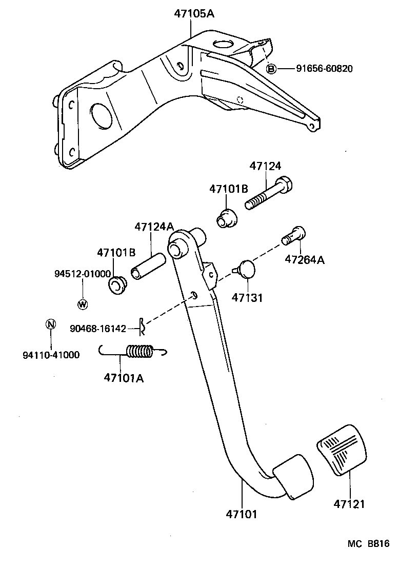 47101-60130 PEDAL SUB-ASSY, BRAKE product image