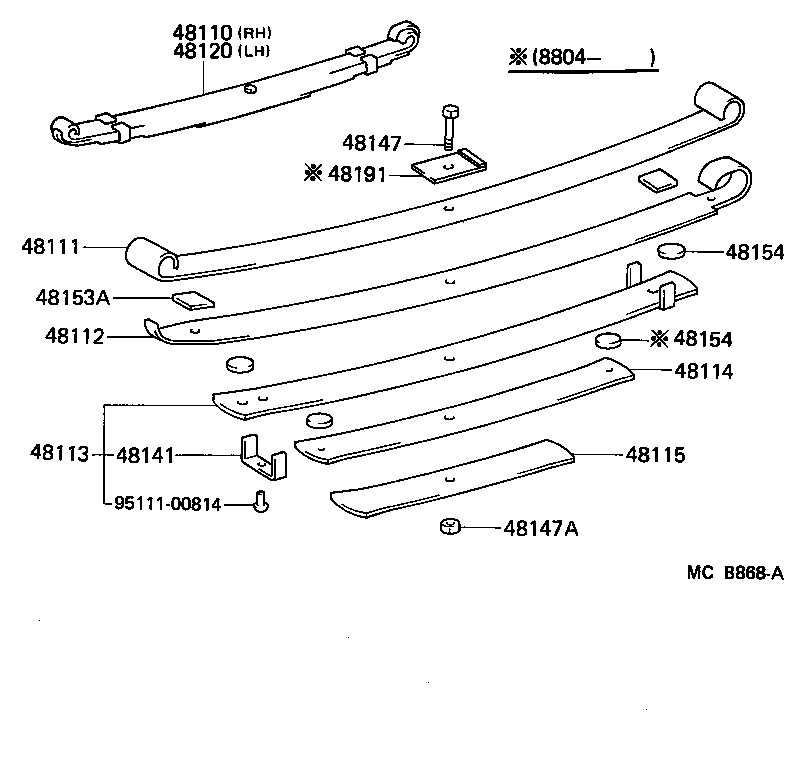 48191-60040 WEDGE, CASTER(FOR FRONT LEAF SPRING) product image